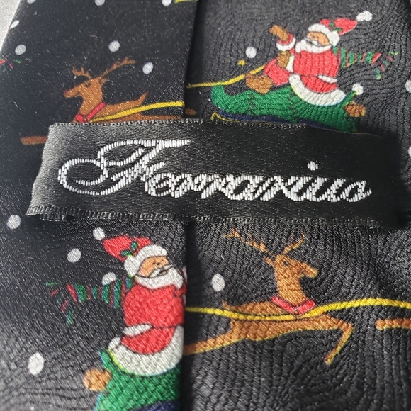 Mens Christmas Neck Tie Santa Reindeer Ferrarius - Picture 3 of 3